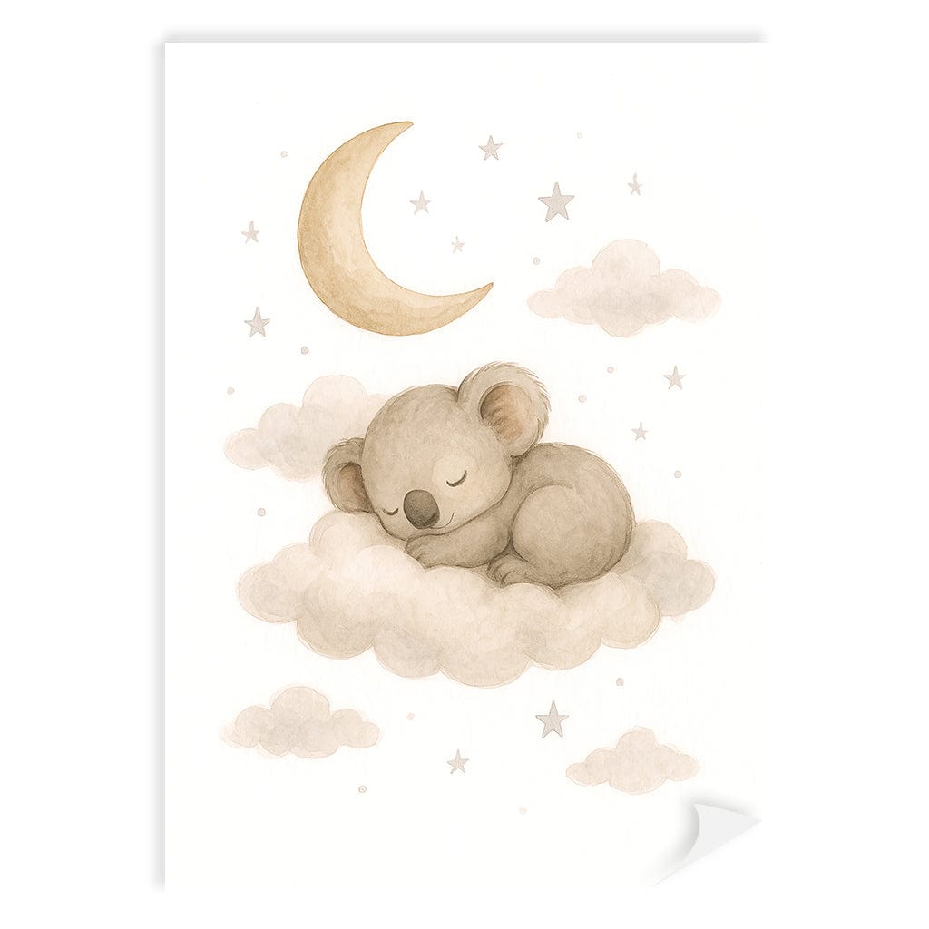 Baby Koala Sleeping Cloud Nursery Wall Art Print A4 (21 x 29.7cm) / Print Only / No Border from our Australian Made Framed Wall Art, Prints & Posters collection by Profile Products (Australia) Pty Ltd