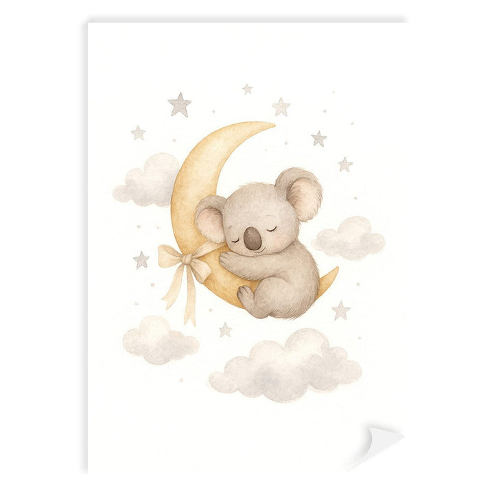 Baby Koala Sleeping Moon Nursery Wall Art Print A4 (21 x 29.7cm) / Print Only / No Border from our Australian Made Framed Wall Art, Prints & Posters collection by Profile Products (Australia) Pty Ltd