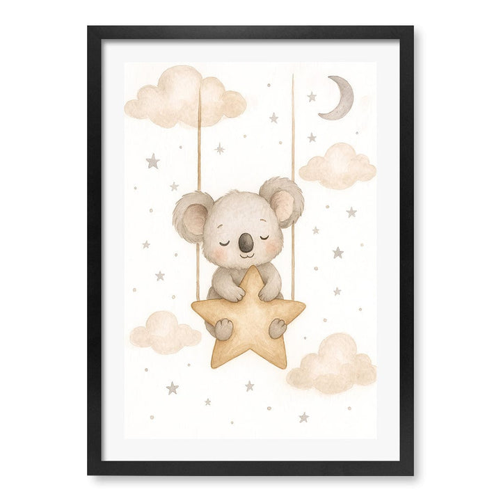Baby Koala Star Pillow Nursery Wall Art Print A2 (42 x 59.4cm) / Matte Black Frame / White Border from our Australian Made Framed Wall Art, Prints & Posters collection by Profile Products (Australia) Pty Ltd