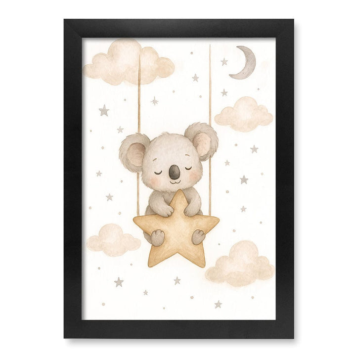 Baby Koala Star Pillow Nursery Wall Art Print A4 (21 x 29.7cm) / Matte Black Frame / No Border from our Australian Made Framed Wall Art, Prints & Posters collection by Profile Products (Australia) Pty Ltd
