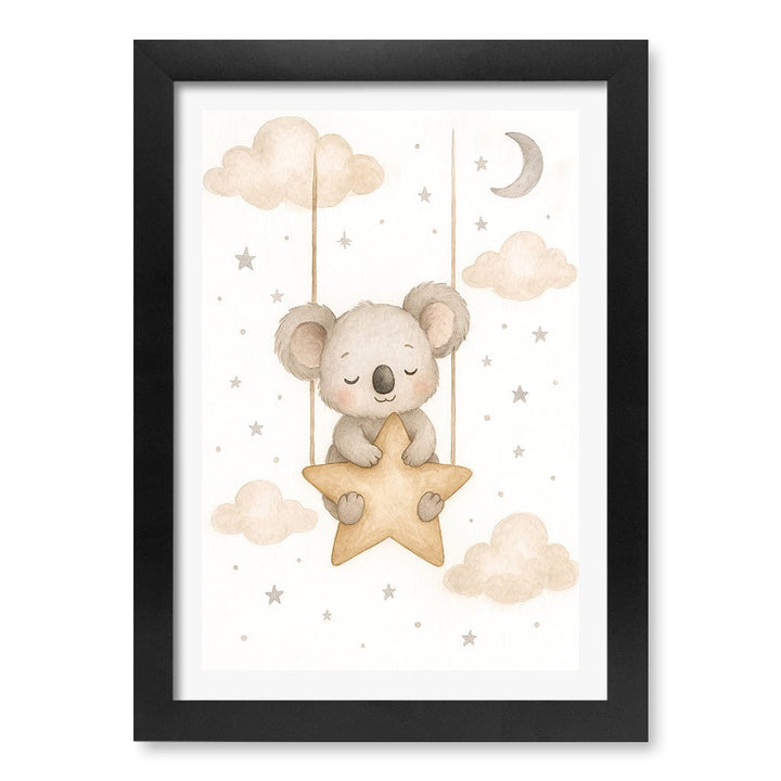 Baby Koala Star Pillow Nursery Wall Art Print A4 (21 x 29.7cm) / Matte Black Frame / White Border from our Australian Made Framed Wall Art, Prints & Posters collection by Profile Products (Australia) Pty Ltd