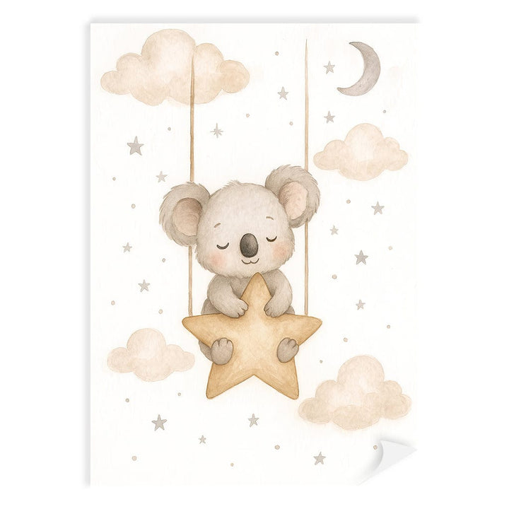 Baby Koala Star Pillow Nursery Wall Art Print A4 (21 x 29.7cm) / Print Only / No Border from our Australian Made Framed Wall Art, Prints & Posters collection by Profile Products (Australia) Pty Ltd