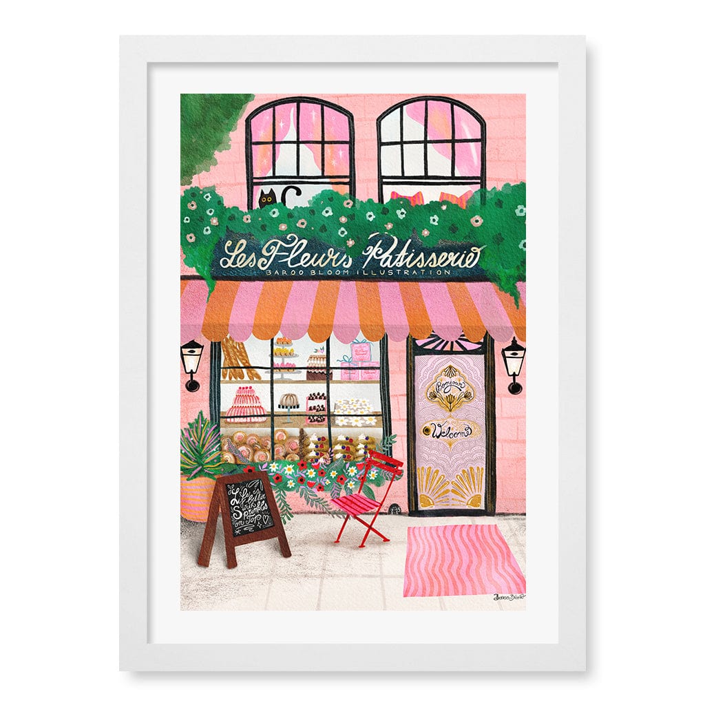 Bake Shop Front Wall Art Print A3 (29.7 x 42cm) / Matte White Frame / White Border from our Australian Made Wall Art collection by Profile Australia