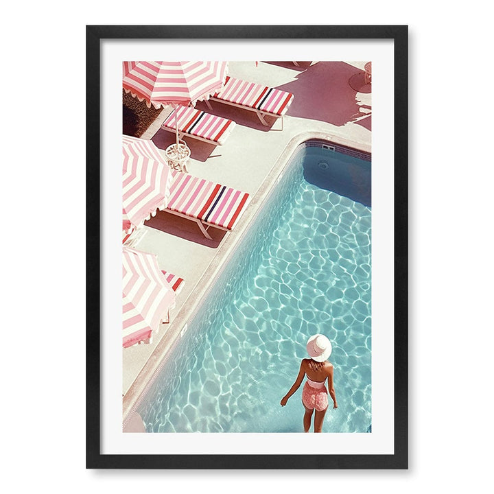 Barbiecore Pool Modern Wall Art Print A4 (21 x 29.7cm) / Matte Black Frame / White Border from our Australian Made Framed Wall Art, Prints & Posters collection by Profile Products (Australia) Pty Ltd