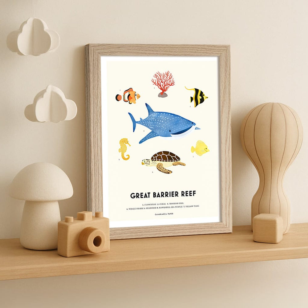 Barrier Reef Sealife Kids Educational Wall Art Print from our Australian Made Framed Wall Art, Prints & Posters collection by Profile Products (Australia) Pty Ltd