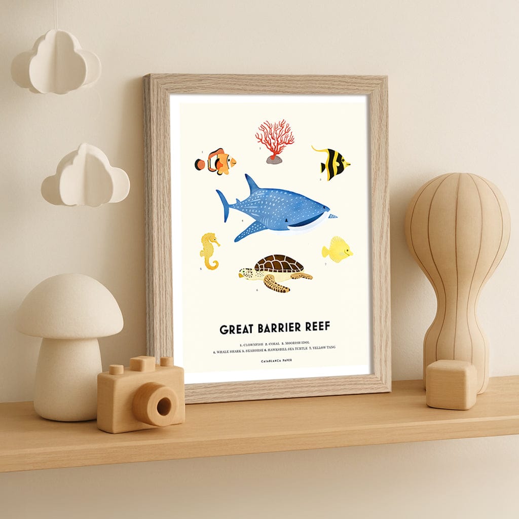 Barrier Reef Sealife Kids Educational Wall Art Print from our Australian Made Framed Wall Art, Prints & Posters collection by Profile Products (Australia) Pty Ltd