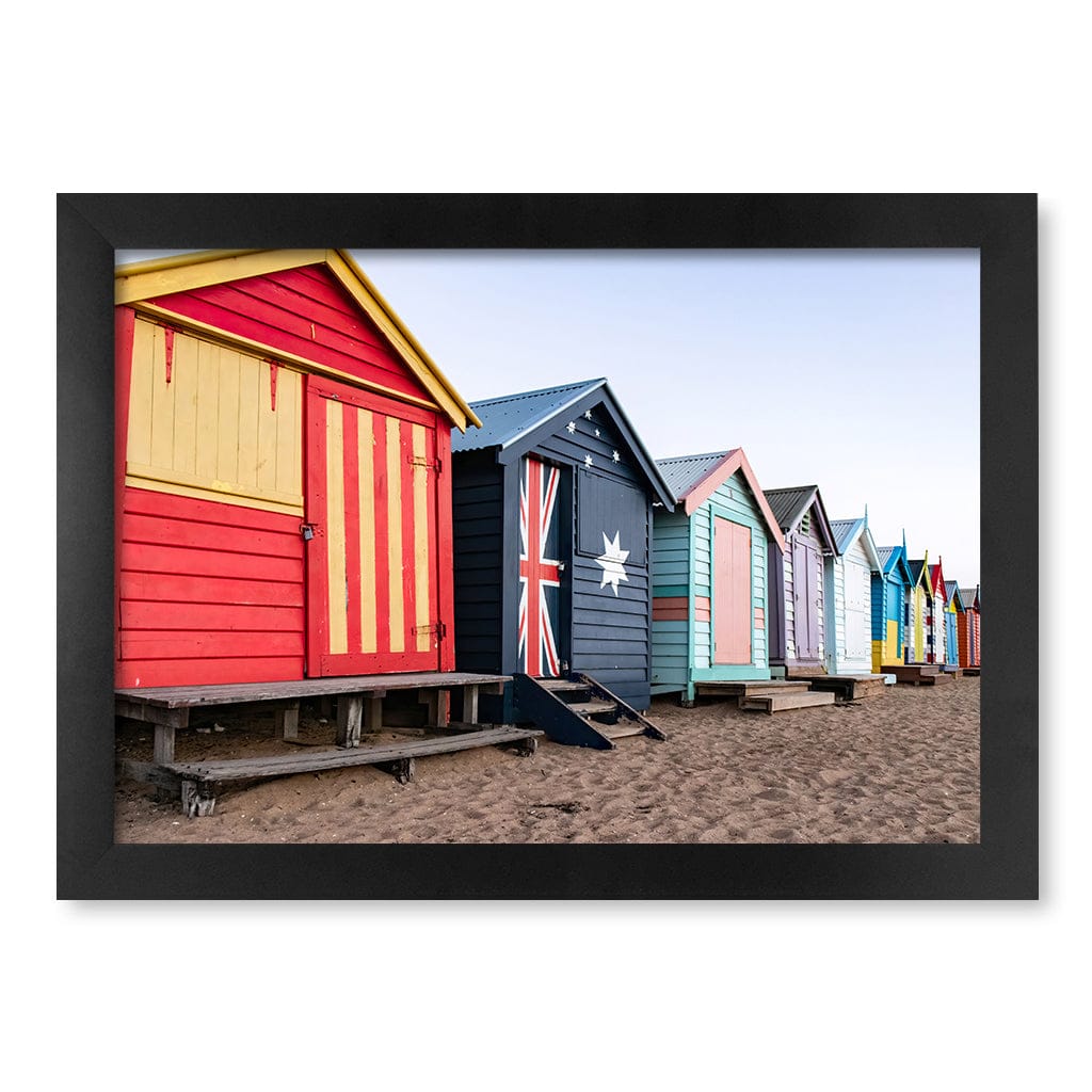 Beach Boxes Wall Art Print A4 (21 x 29.7cm) / Matte Black Frame / No Border from our Australian Made Framed Wall Art, Prints & Posters collection by Profile Products (Australia) Pty Ltd