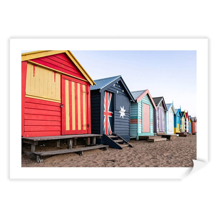 Beach Boxes Wall Art Print A4 (21 x 29.7cm) / Print Only / White Border from our Australian Made Framed Wall Art, Prints & Posters collection by Profile Products (Australia) Pty Ltd