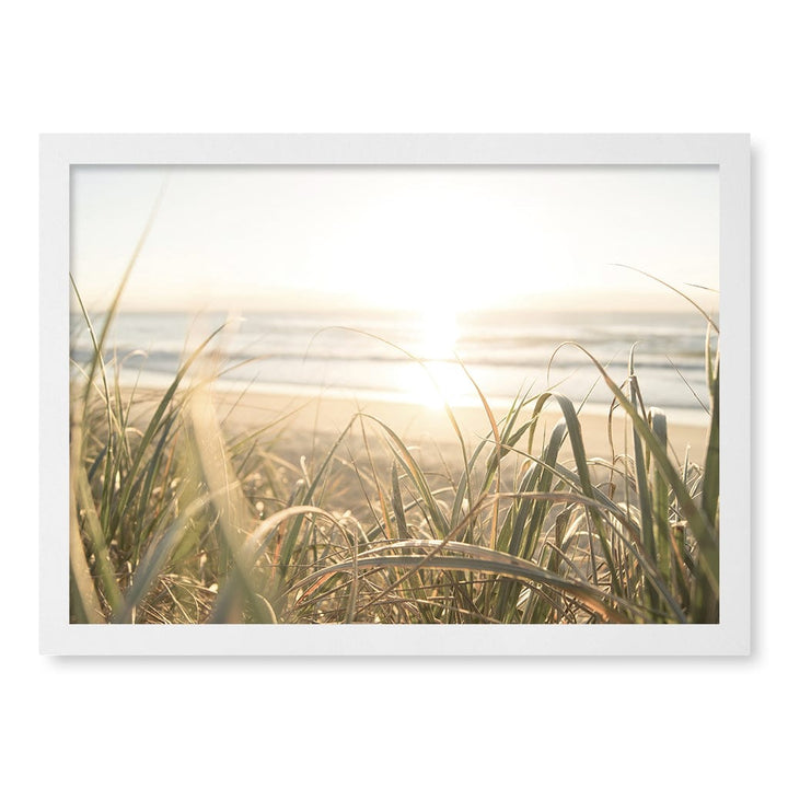 Beach Grass Sunset Wall Art Print A3 (29.7 x 42cm) / Matte White Frame / No Border from our Australian Made Framed Wall Art, Prints & Posters collection by Profile Products (Australia) Pty Ltd