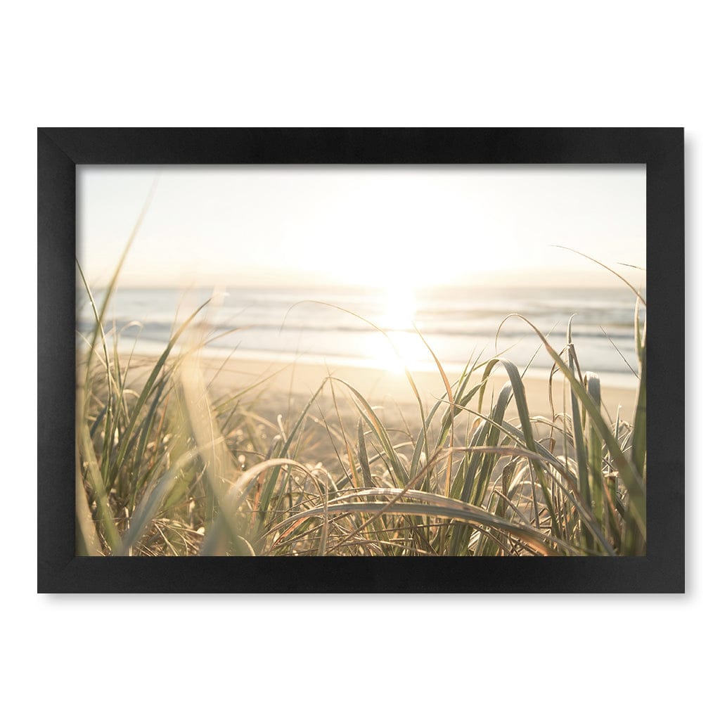 Beach Grass Sunset Wall Art Print A4 (21 x 29.7cm) / Matte Black Frame / No Border from our Australian Made Framed Wall Art, Prints & Posters collection by Profile Products (Australia) Pty Ltd