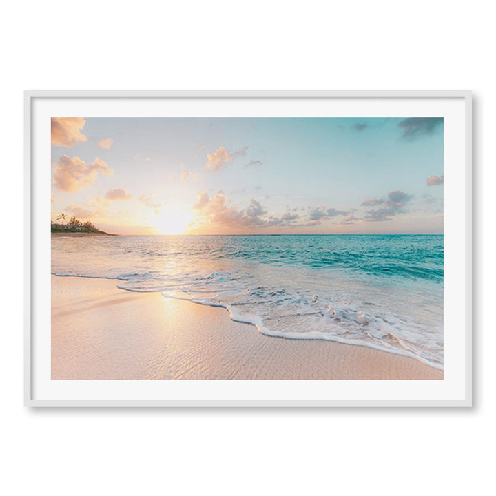 Beach Sunrise Wall Art Print A0 (84.1 x 118.9cm) / Matte White Frame / White Border from our Australian Made Framed Wall Art, Prints & Posters collection by Profile Products (Australia) Pty Ltd