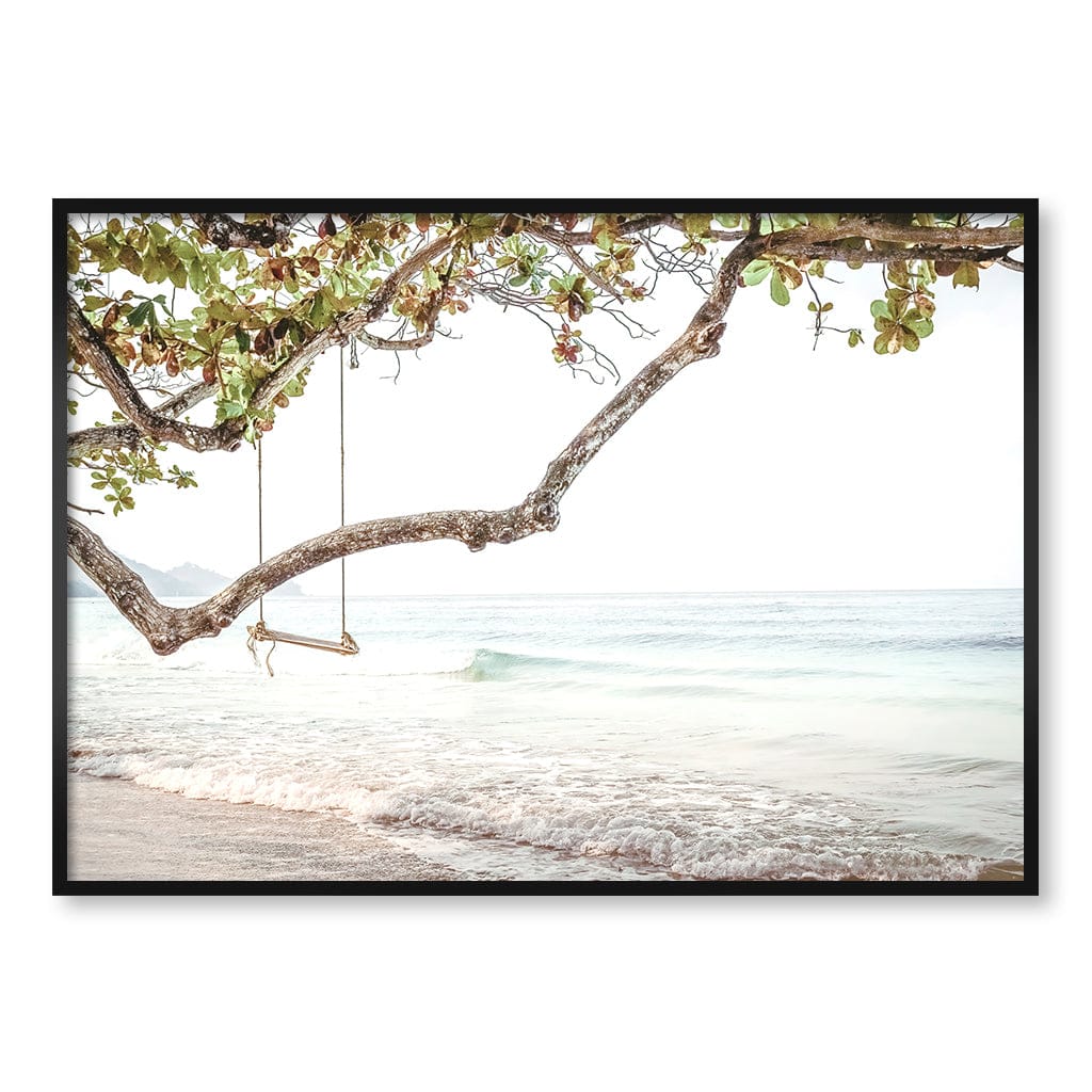 Beach Swing Dreams Wall Art Print A0 (84.1 x 118.9cm) / Matte Black Frame / No Border from our Australian Made Framed Wall Art, Prints & Posters collection by Profile Products (Australia) Pty Ltd