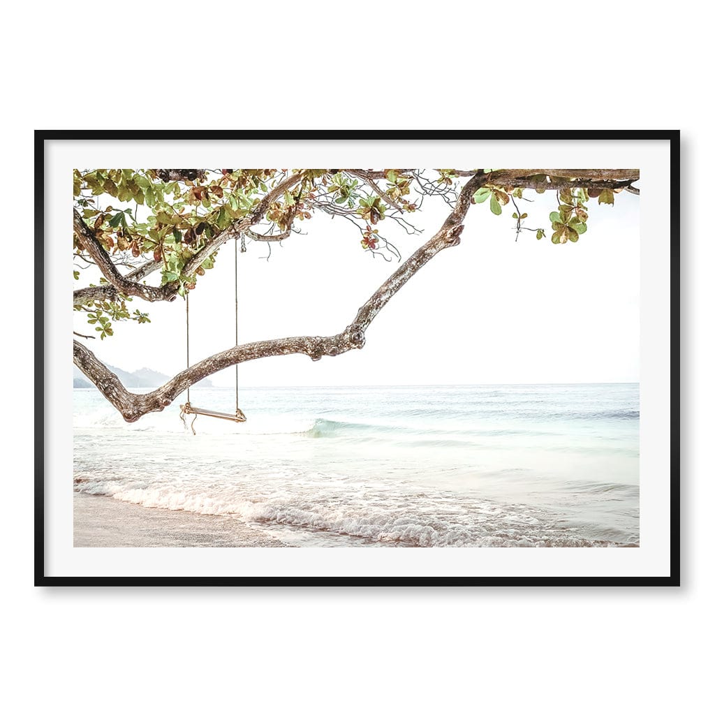 Beach Swing Dreams Wall Art Print A0 (84.1 x 118.9cm) / Matte Black Frame / White Border from our Australian Made Framed Wall Art, Prints & Posters collection by Profile Products (Australia) Pty Ltd