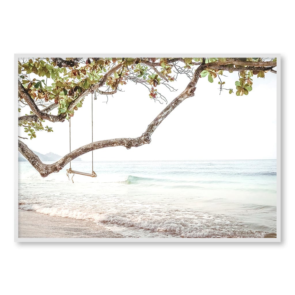 Beach Swing Dreams Wall Art Print A0 (84.1 x 118.9cm) / Matte White Frame / No Border from our Australian Made Framed Wall Art, Prints & Posters collection by Profile Products (Australia) Pty Ltd
