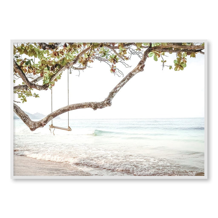 Beach Swing Dreams Wall Art Print A0 (84.1 x 118.9cm) / Matte White Frame / No Border from our Australian Made Framed Wall Art, Prints & Posters collection by Profile Products (Australia) Pty Ltd