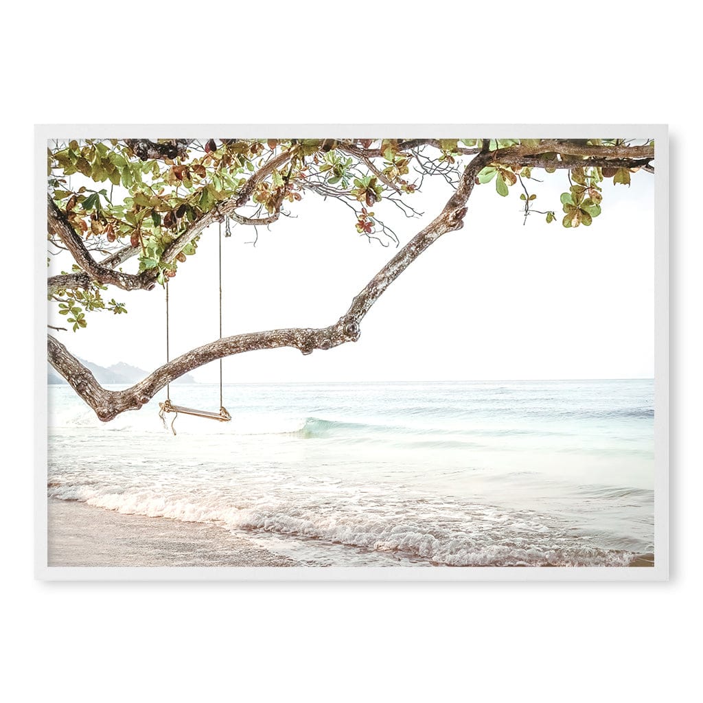 Beach Swing Dreams Wall Art Print A1 (59.4 x 84.1cm) / Matte White Frame / No Border from our Australian Made Framed Wall Art, Prints & Posters collection by Profile Products (Australia) Pty Ltd