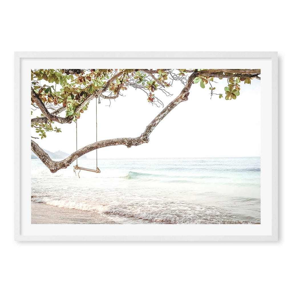 Beach Swing Dreams Wall Art Print A1 (59.4 x 84.1cm) / Matte White Frame / White Border from our Australian Made Framed Wall Art, Prints & Posters collection by Profile Products (Australia) Pty Ltd