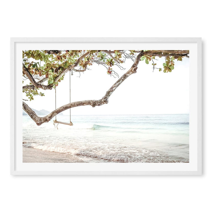 Beach Swing Dreams Wall Art Print A1 (59.4 x 84.1cm) / Matte White Frame / White Border from our Australian Made Framed Wall Art, Prints & Posters collection by Profile Products (Australia) Pty Ltd