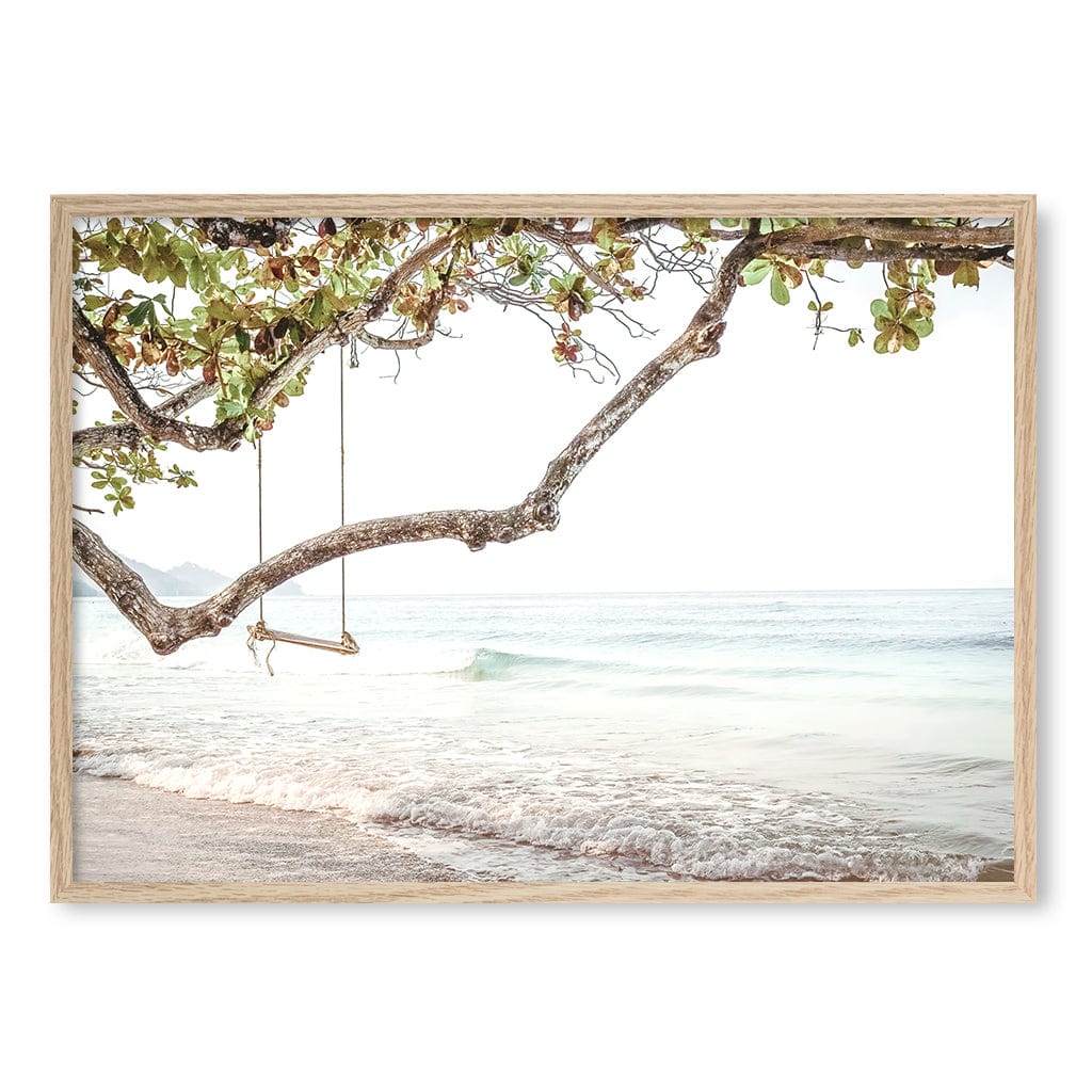 Beach Swing Dreams Wall Art Print A1 (59.4 x 84.1cm) / Natural Oak Frame / No Border from our Australian Made Framed Wall Art, Prints & Posters collection by Profile Products (Australia) Pty Ltd