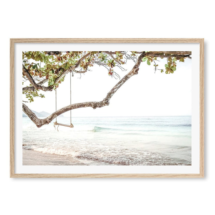 Beach Swing Dreams Wall Art Print A1 (59.4 x 84.1cm) / Natural Oak Frame / White Border from our Australian Made Framed Wall Art, Prints & Posters collection by Profile Products (Australia) Pty Ltd