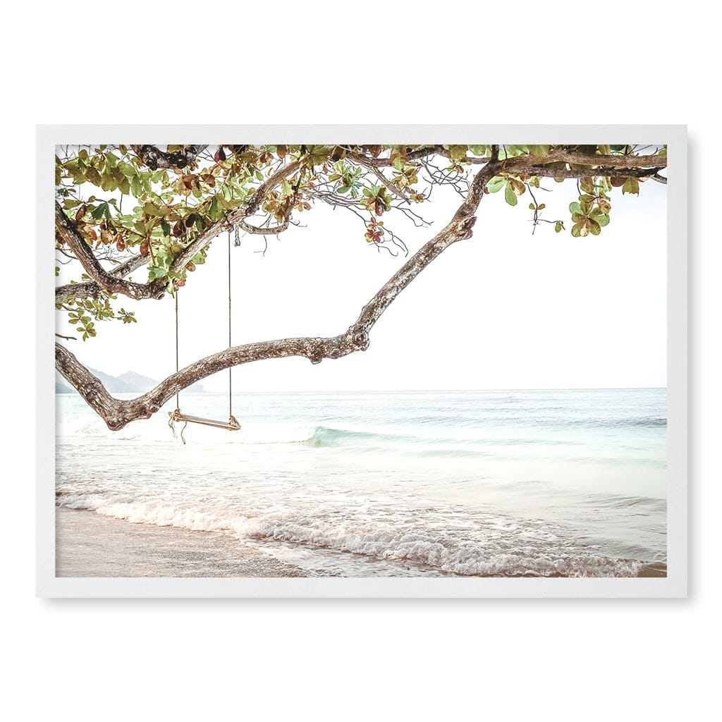 Beach Swing Dreams Wall Art Print A2 (42 x 59.4cm) / Matte White Frame / No Border from our Australian Made Framed Wall Art, Prints & Posters collection by Profile Products (Australia) Pty Ltd