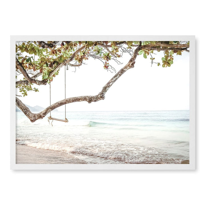 Beach Swing Dreams Wall Art Print A2 (42 x 59.4cm) / Matte White Frame / No Border from our Australian Made Framed Wall Art, Prints & Posters collection by Profile Products (Australia) Pty Ltd