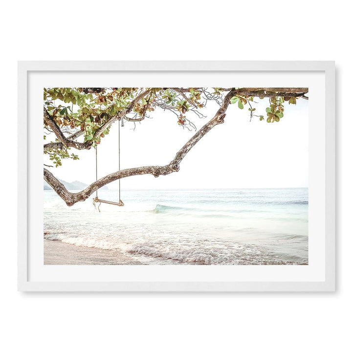 Beach Swing Dreams Wall Art Print A2 (42 x 59.4cm) / Matte White Frame / White Border from our Australian Made Framed Wall Art, Prints & Posters collection by Profile Products (Australia) Pty Ltd
