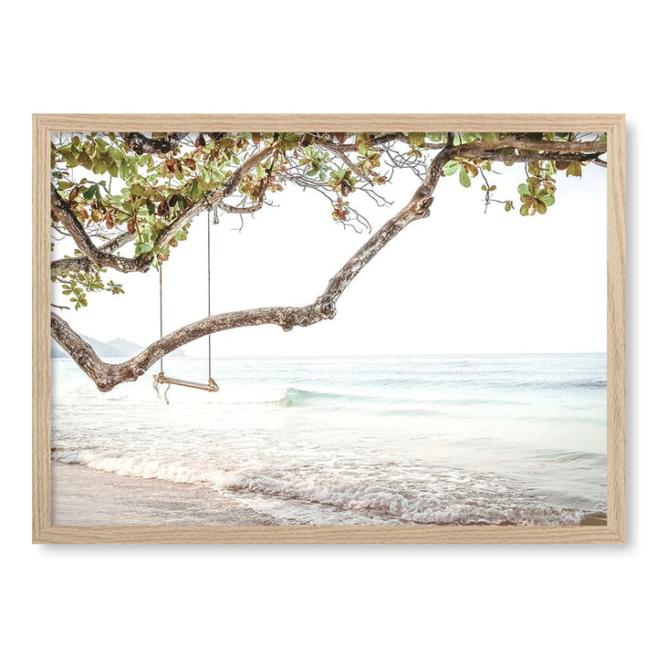 Beach Swing Dreams Wall Art Print A2 (42 x 59.4cm) / Natural Oak Frame / No Border from our Australian Made Framed Wall Art, Prints & Posters collection by Profile Products (Australia) Pty Ltd