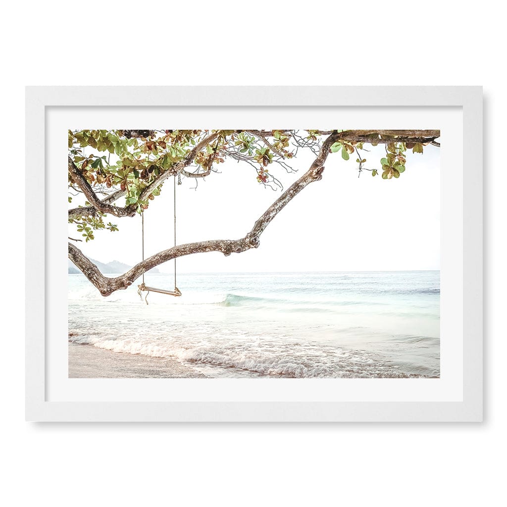 Beach Swing Dreams Wall Art Print A3 (29.7 x 42cm) / Matte White Frame / White Border from our Australian Made Framed Wall Art, Prints & Posters collection by Profile Products (Australia) Pty Ltd