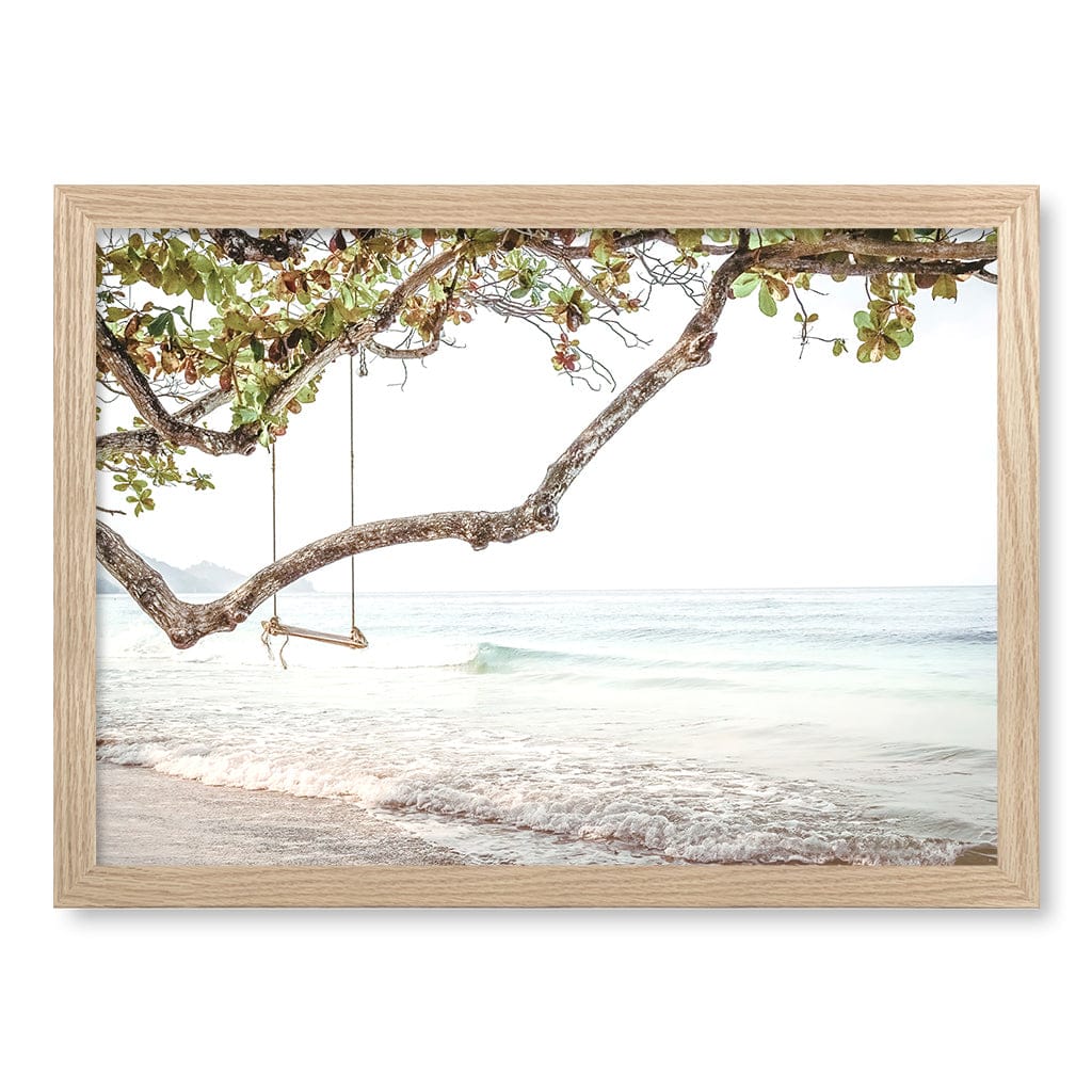Beach Swing Dreams Wall Art Print A3 (29.7 x 42cm) / Natural Oak Frame / No Border from our Australian Made Framed Wall Art, Prints & Posters collection by Profile Products (Australia) Pty Ltd
