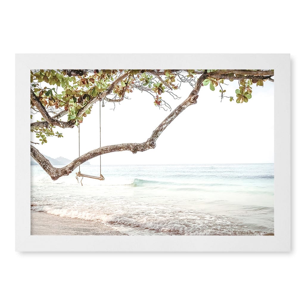 Beach Swing Dreams Wall Art Print A4 (21 x 29.7cm) / Matte White Frame / No Border from our Australian Made Framed Wall Art, Prints & Posters collection by Profile Products (Australia) Pty Ltd