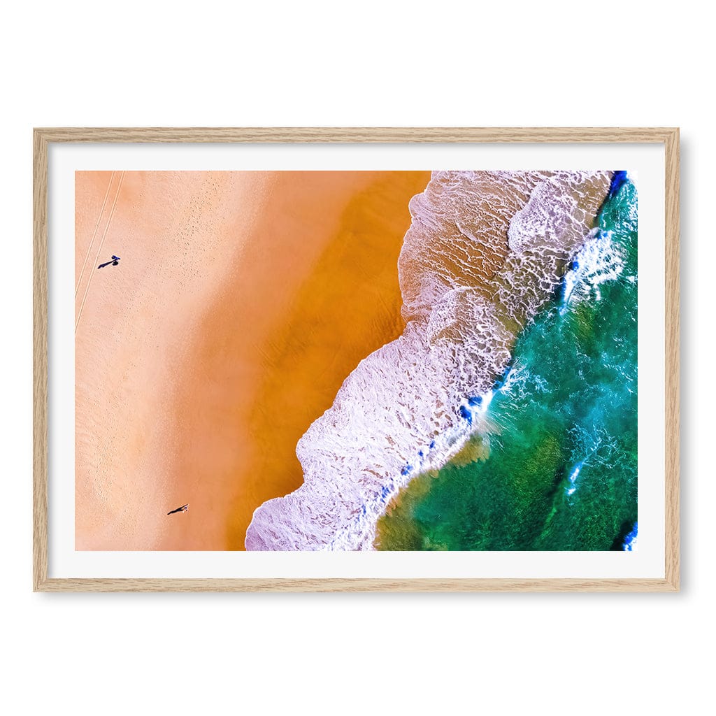 Beach Walk Wall Art Print A1 (59.4 x 84.1cm) / Natural Oak Frame / White Border from our Australian Made Framed Wall Art, Prints & Posters collection by Profile Products (Australia) Pty Ltd