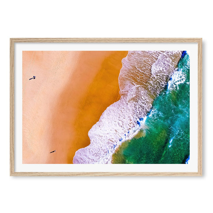 Beach Walk Wall Art Print A1 (59.4 x 84.1cm) / Natural Oak Frame / White Border from our Australian Made Framed Wall Art, Prints & Posters collection by Profile Products (Australia) Pty Ltd