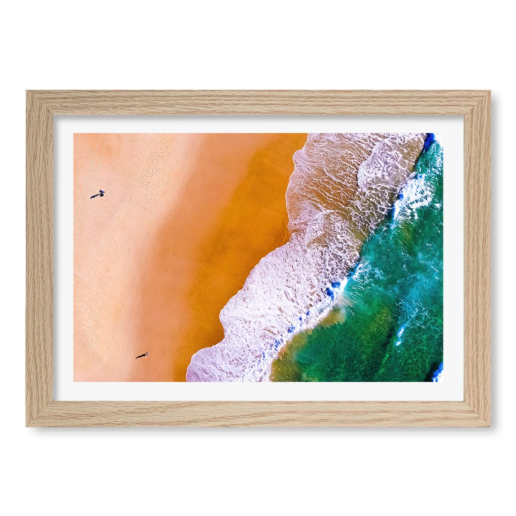 Beach Walk Wall Art Print A4 (21 x 29.7cm) / Natural Oak Frame / White Border from our Australian Made Framed Wall Art, Prints & Posters collection by Profile Products (Australia) Pty Ltd