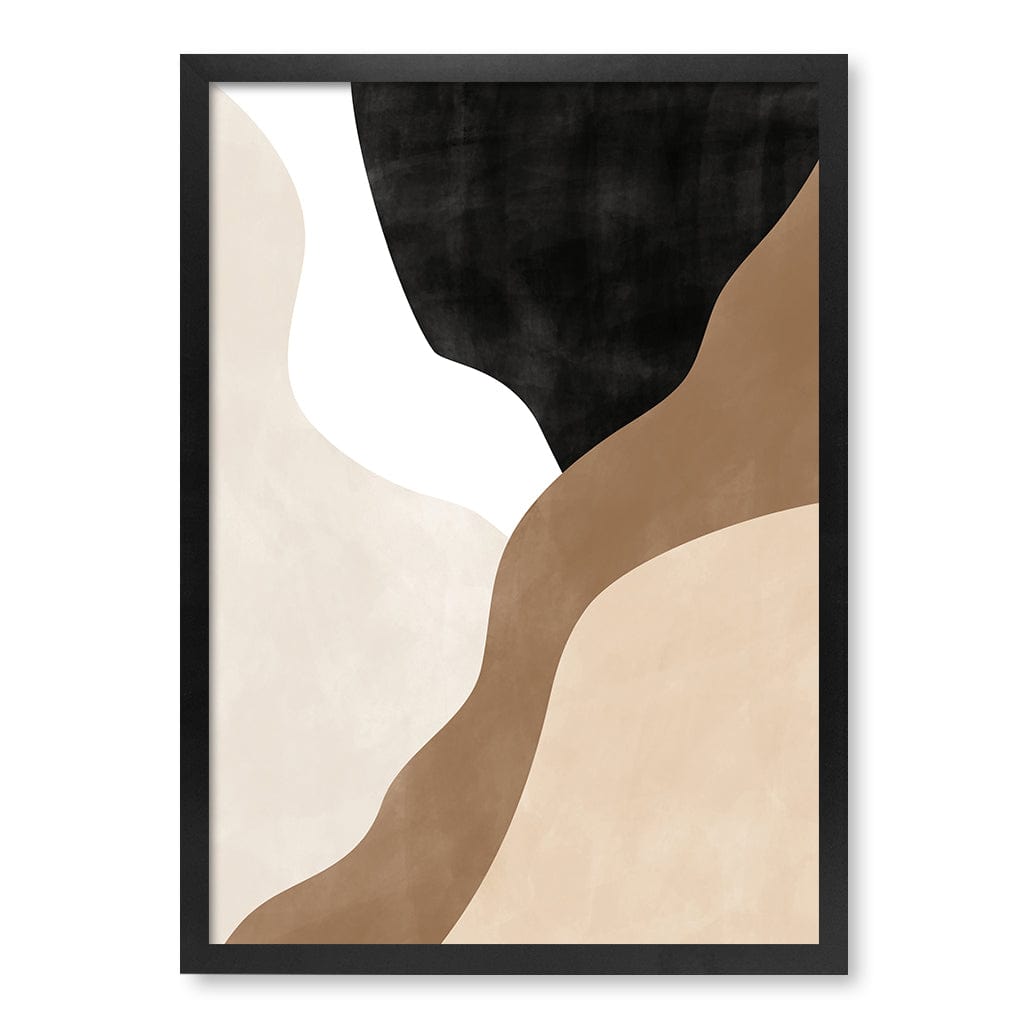 Beige And Brown 1 Abstract Wall Art Print A4 (21 x 29.7cm) / Matte Black Frame / No Border from our Australian Made Framed Wall Art, Prints & Posters collection by Profile Products (Australia) Pty Ltd