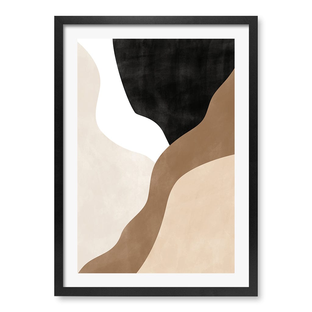 Beige And Brown 1 Abstract Wall Art Print A4 (21 x 29.7cm) / Matte Black Frame / White Border from our Australian Made Framed Wall Art, Prints & Posters collection by Profile Products (Australia) Pty Ltd