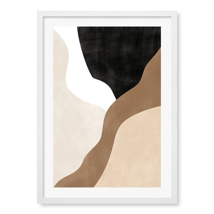 Beige And Brown 1 Abstract Wall Art Print A4 (21 x 29.7cm) / Matte White Frame / White Border from our Australian Made Framed Wall Art, Prints & Posters collection by Profile Products (Australia) Pty Ltd