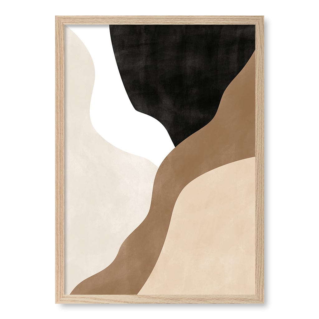 Beige And Brown 1 Abstract Wall Art Print A4 (21 x 29.7cm) / Natural Oak Frame / No Border from our Australian Made Framed Wall Art, Prints & Posters collection by Profile Products (Australia) Pty Ltd