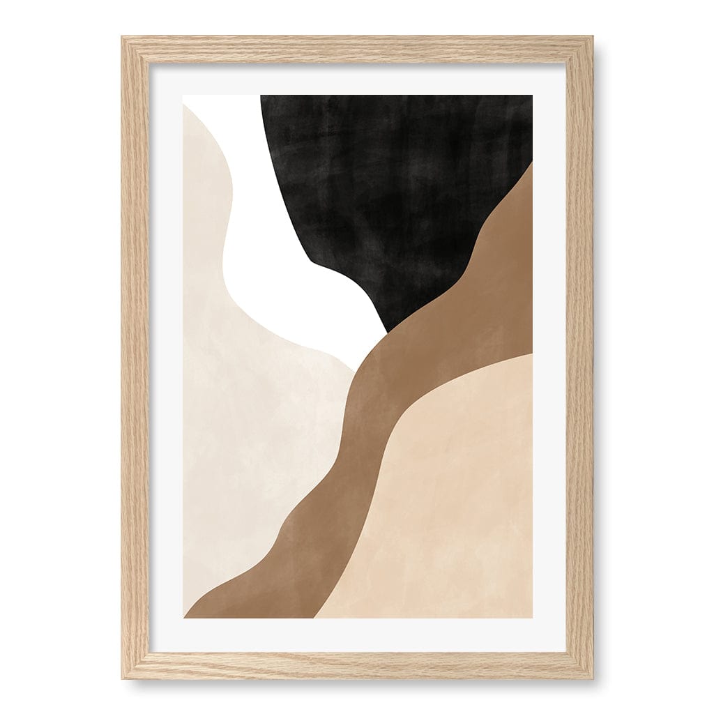 Beige And Brown 1 Wall Art Print A3 (29.7 x 42cm) / Natural Oak Frame / White Border from our Australian Made Wall Art collection by Profile Australia