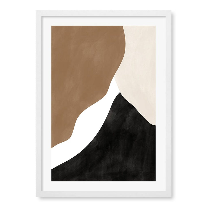 Beige And Brown 2 Abstract Wall Art Print A4 (21 x 29.7cm) / Matte White Frame / White Border from our Australian Made Framed Wall Art, Prints & Posters collection by Profile Products (Australia) Pty Ltd
