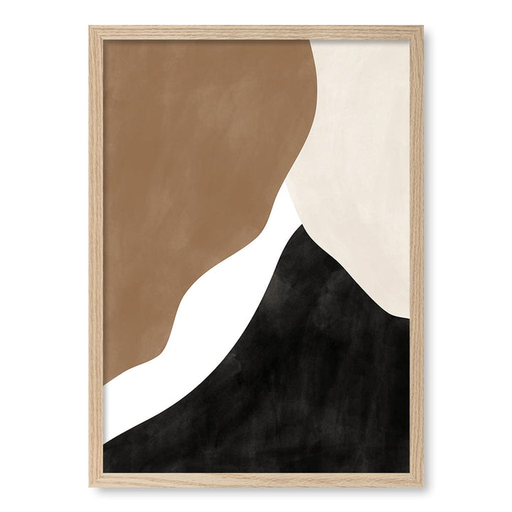 Beige And Brown 2 Abstract Wall Art Print A4 (21 x 29.7cm) / Natural Oak Frame / No Border from our Australian Made Framed Wall Art, Prints & Posters collection by Profile Products (Australia) Pty Ltd