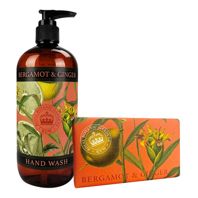 Bergamot & Ginger Hand Wash & Soap Bar Bundle - Royal Kew Gardens from our Body & Bath collection by The English Soap Company