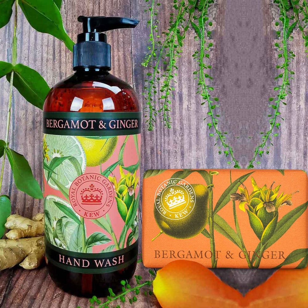 Bergamot & Ginger Hand Wash & Soap Bar Bundle - Royal Kew Gardens from our Body & Bath collection by The English Soap Company