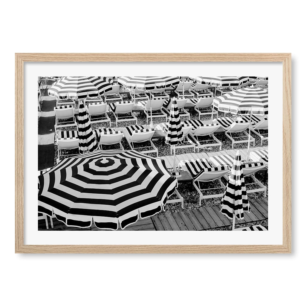 Black & White Umbrellas 2 Art Print by Talitha McQueen A4 (21 x 29.7cm) / Natural Oak Frame / White Border from our Australian Made Framed Wall Art, Prints & Posters collection by Profile Australia