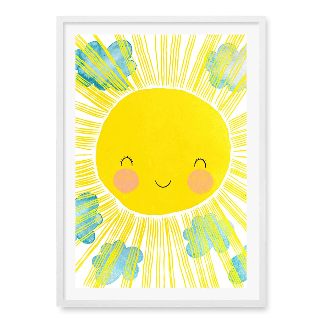 Blissful Sunny Smile Kids Wall Art Print A1 (59.4 x 84.1cm) / Matte White Frame / White Border from our Australian Made Framed Wall Art, Prints & Posters collection by Profile Products (Australia) Pty Ltd