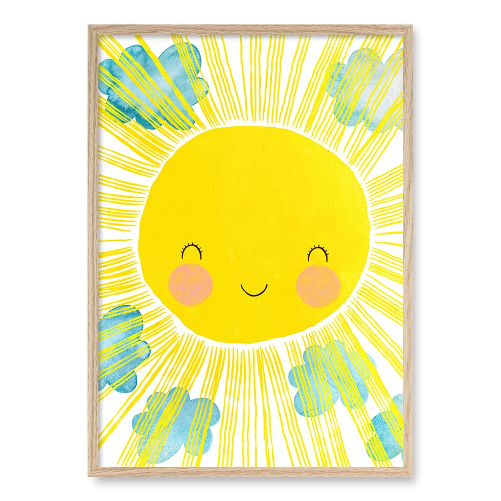 Blissful Sunny Smile Kids Wall Art Print A1 (59.4 x 84.1cm) / Natural Oak Frame / No Border from our Australian Made Framed Wall Art, Prints & Posters collection by Profile Products (Australia) Pty Ltd
