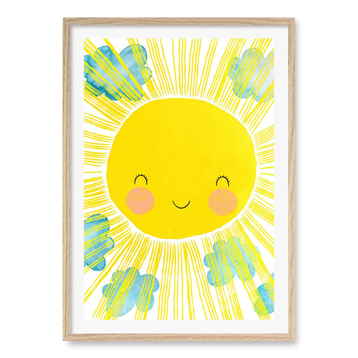Blissful Sunny Smile Kids Wall Art Print A1 (59.4 x 84.1cm) / Natural Oak Frame / White Border from our Australian Made Framed Wall Art, Prints & Posters collection by Profile Products (Australia) Pty Ltd