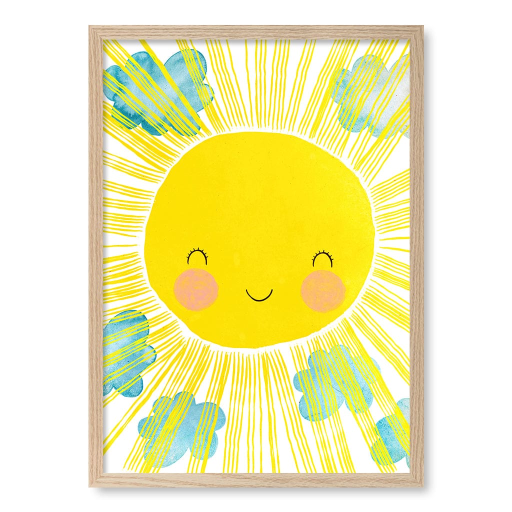 Blissful Sunny Smile Kids Wall Art Print A2 (42 x 59.4cm) / Natural Oak Frame / No Border from our Australian Made Framed Wall Art, Prints & Posters collection by Profile Products (Australia) Pty Ltd