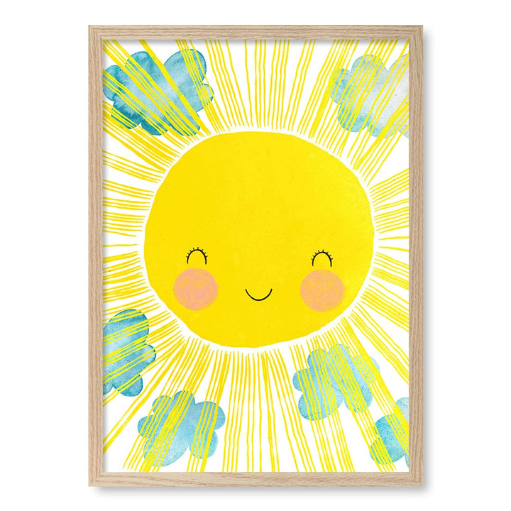 Blissful Sunny Smile Kids Wall Art Print A2 (42 x 59.4cm) / Natural Oak Frame / No Border from our Australian Made Framed Wall Art, Prints & Posters collection by Profile Products (Australia) Pty Ltd
