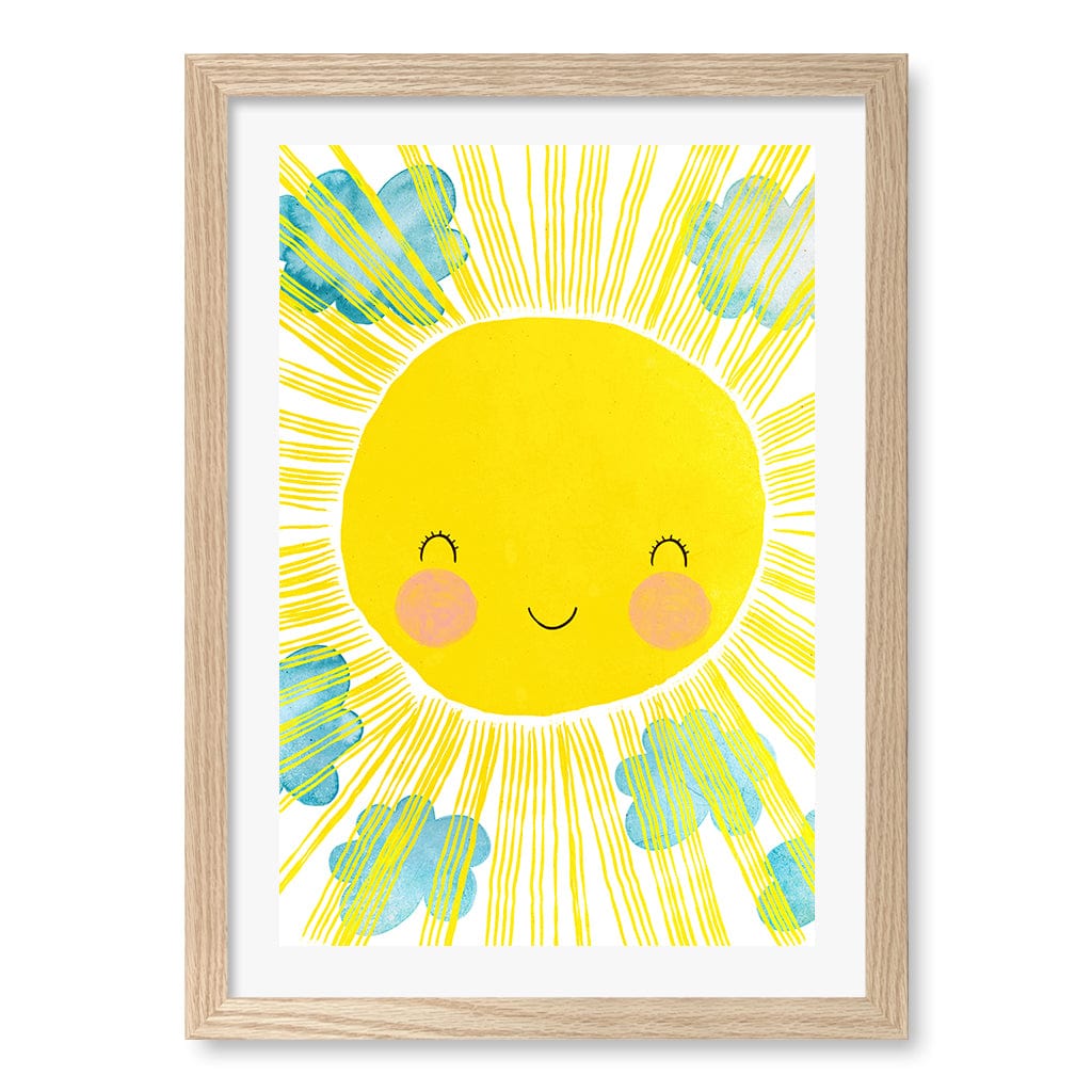Blissful Sunny Smile Kids Wall Art Print A3 (29.7 x 42cm) / Natural Oak Frame / White Border from our Australian Made Framed Wall Art, Prints & Posters collection by Profile Products (Australia) Pty Ltd